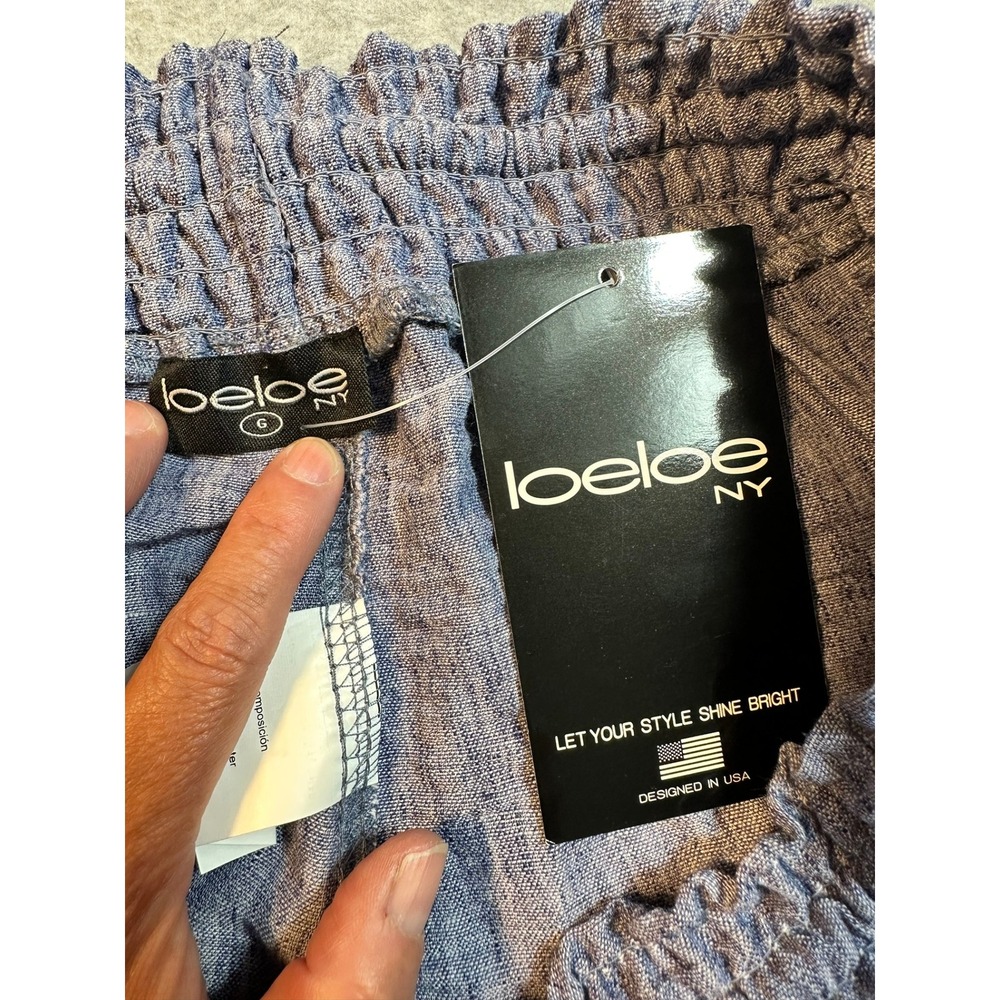 LoeLoe NY Womens 2 Piece Set Blue Heathered Button Down Shirt and Pants  NEW - Picture 10 of 13